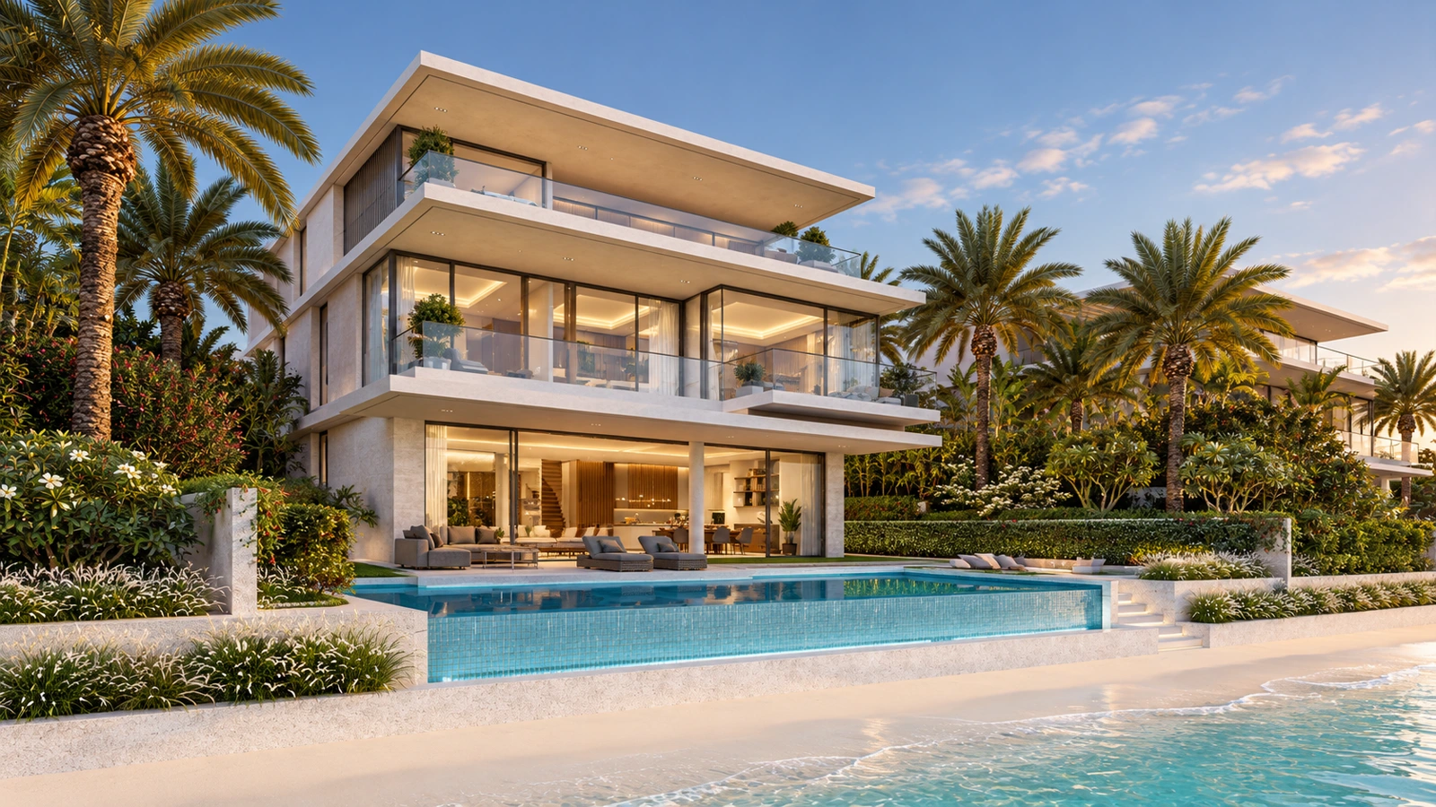 AI-generated alternate beachfront angle inspired by the original Bluejay villa